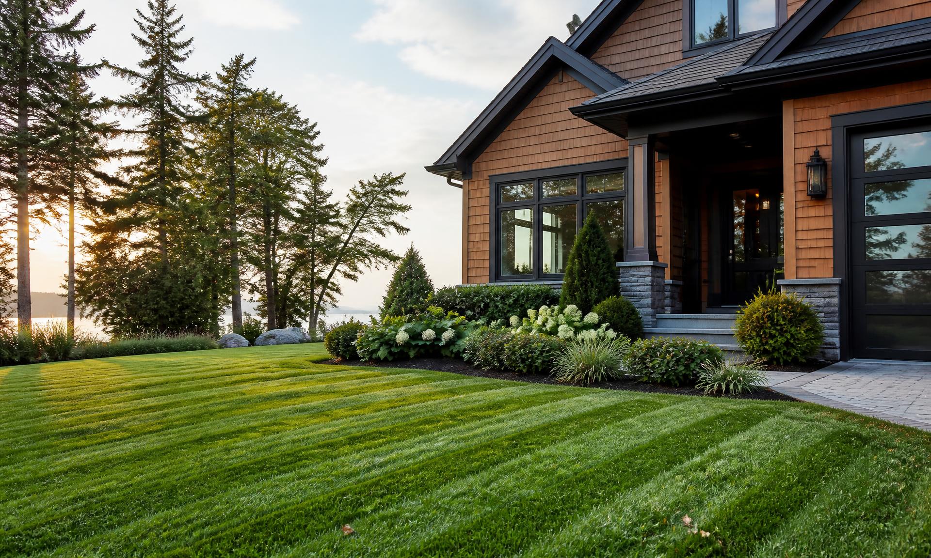 Freshly maintained lawn outside a Halifax-area home